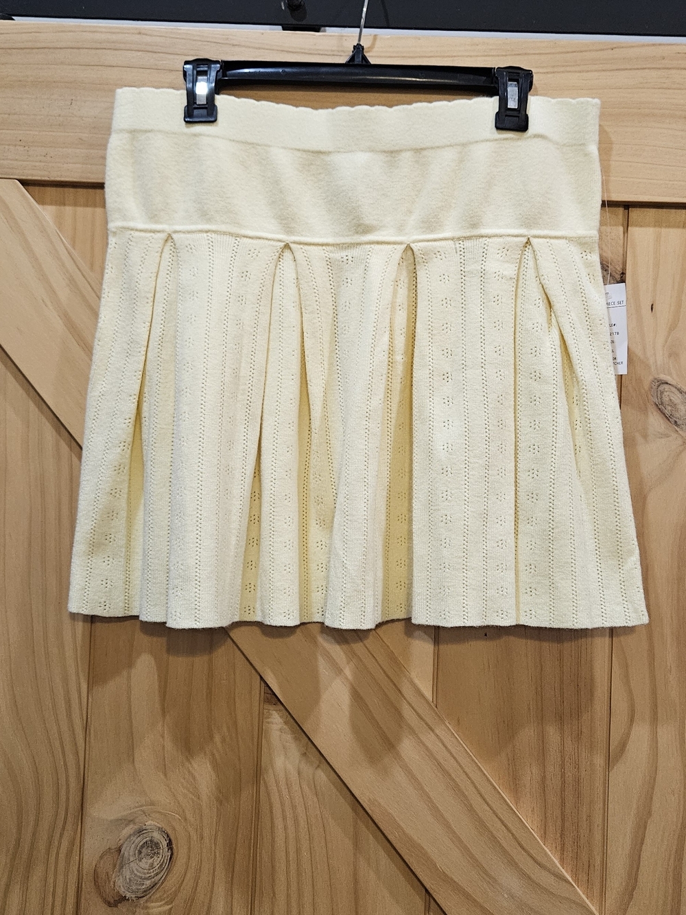 NWT | Hippie Rose Pleated Knit Pale Yellow Mini Skirt | XL